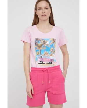 Frieda & Freddies t-shirt bawełniany kolor różowy