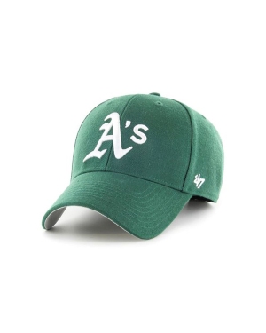 47brand czapka z domieszką wełny MLB Oakland Athletics kolor zielony z aplikacją B-MVP18WBV-DGE