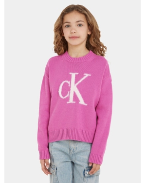 Calvin Klein Jeans Sweter Fluffy Monogram IG0IG02220 Różowy Regular Fit