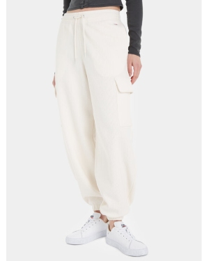 Tommy Jeans Spodnie dresowe Ottoman DW0DW16383 Biały Relaxed Fit