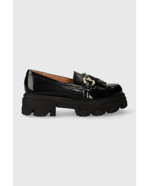 Charles Footwear mokasyny skórzane Zulia damskie kolor czarny na platformie Zulia.Loafer.Black