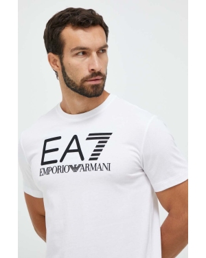 EA7 Emporio Armani t-shirt bawełniany kolor biały z nadrukiem