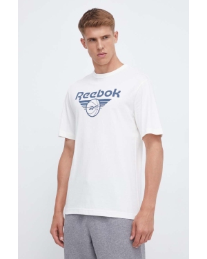 Reebok Classic t-shirt bawełniany Basketball kolor beżowy z nadrukiem