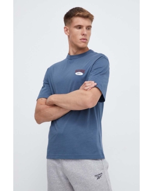 Reebok Classic t-shirt bawełniany kolor niebieski z aplikacją