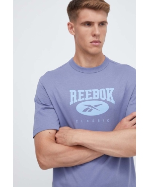 Reebok Classic t-shirt bawełniany kolor niebieski z nadrukiem