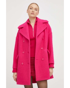 Red Valentino płaszcz wełniany kolor różowy przejściowy dwurzędowy
