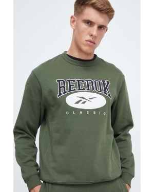 Reebok Classic bluza męska kolor zielony z aplikacją