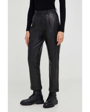 Answear Lab spodnie skórzane X kolekcja limitowana NO SHAME damskie kolor czarny proste high waist