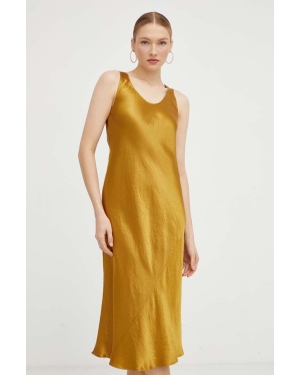 Max Mara Leisure sukienka kolor żółty midi rozkloszowana