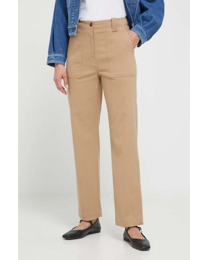 Weekend Max Mara spodnie damskie kolor brązowy proste high waist