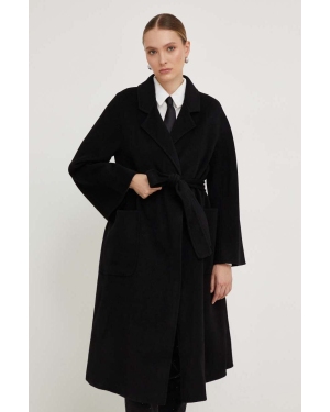 Answear Lab płaszcz wełniany X kolekcja limitowana NO SHAME kolor czarny przejściowy bez podszewki