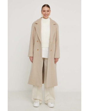 Answear Lab płaszcz wełniany X kolekcja limitowana NO SHAME kolor beżowy oversize