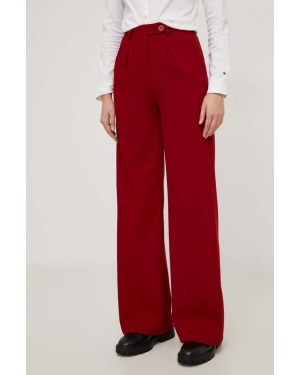 Answear Lab spodnie damskie kolor czerwony dzwony high waist
