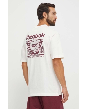 Reebok Classic t-shirt bawełniany Basketball kolor beżowy z nadrukiem