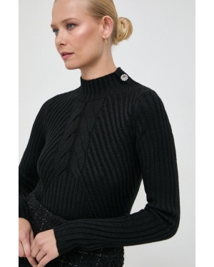 Liu Jo sweter z domieszką wełny damski kolor czarny z półgolfem