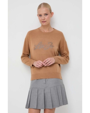 Liu Jo sweter z domieszką wełny damski kolor brązowy lekki