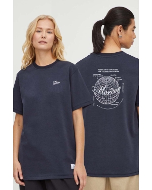 Mercer Amsterdam t-shirt bawełniany kolor granatowy z nadrukiem