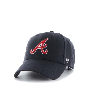 47brand czapka z daszkiem z domieszką wełny MLB Atlanta Braves kolor granatowy z aplikacją