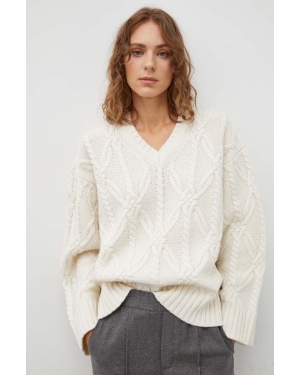 Samsoe Samsoe sweter wełniany damski kolor beżowy ciepły