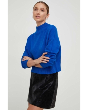 Answear Lab sweter damski kolor niebieski z półgolfem