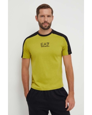 EA7 Emporio Armani t-shirt bawełniany męski kolor zielony wzorzysty
