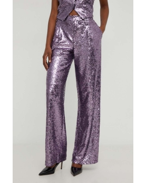 Answear Lab spodnie damskie kolor fioletowy szerokie high waist