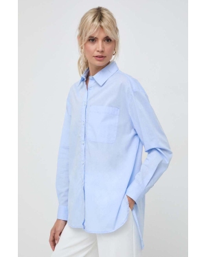 MAX&Co. koszula bawełniana damska kolor niebieski relaxed z kołnierzykiem klasycznym