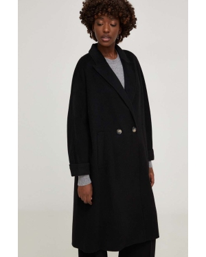 Answear Lab płaszcz wełniany kolor czarny przejściowy oversize bez podszewki