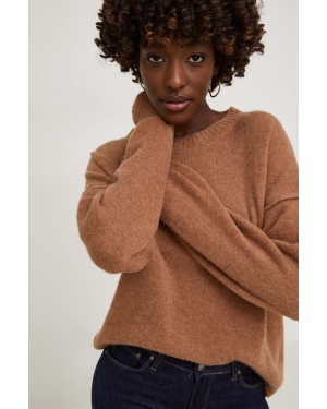Answear Lab sweter z wełną kolor brązowy lekki