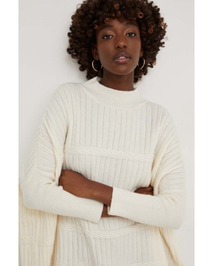 Answear Lab sweter damski kolor beżowy lekki z półgolfem