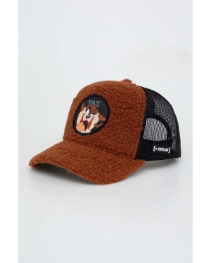 Capslab czapka z daszkiem Looney Tunes kolor brązowy z aplikacją