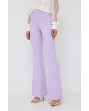 Twinset spodnie damskie kolor fioletowy dzwony high waist