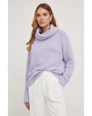 Answear Lab sweter z wełną kolor fioletowy lekki z golfem
