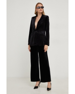 Answear Lab spodnie aksamitne damskie kolor czarny szerokie high waist