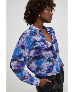 Answear Lab koszula damska kolor fioletowy relaxed z kołnierzykiem klasycznym