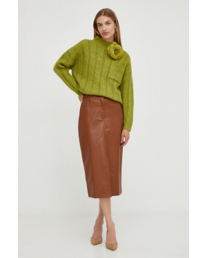 Custommade sweter wełniany damski kolor zielony ciepły z półgolfem