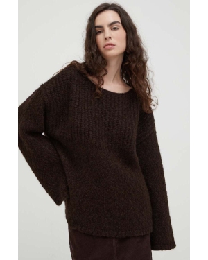 Lovechild sweter wełniany damski kolor brązowy ciepły