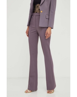 Elisabetta Franchi spodnie damskie kolor fioletowy dzwony high waist