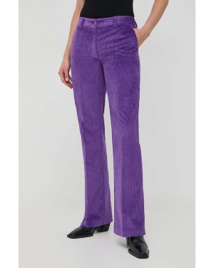 Twinset spodnie sztruksowe kolor fioletowy proste high waist