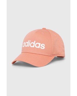 adidas czapka z daszkiem bawełniana kolor pomarańczowy z nadrukiem