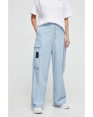 adidas spodnie damskie kolor niebieski szerokie high waist