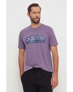 adidas t-shirt bawełniany męski kolor fioletowy z nadrukiem