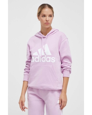 adidas bluza damska kolor różowy z kapturem z nadrukiem