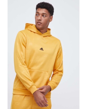 adidas bluza męska kolor żółty z kapturem wzorzysta