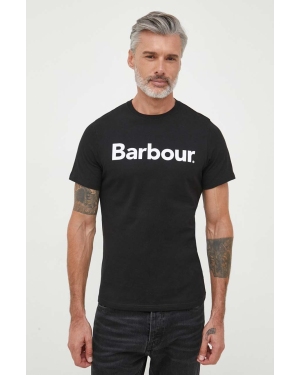 Barbour t-shirt bawełniany kolor czarny z nadrukiem