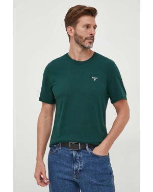 Barbour t-shirt bawełniany kolor zielony gładki
