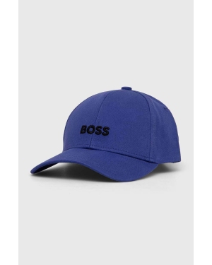 BOSS czapka z daszkiem bawełniana kolor fioletowy z aplikacją 50495121