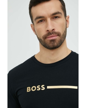 BOSS t-shirt plażowy bawełniany kolor czarny
