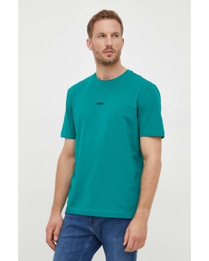 Boss Orange t-shirt męski kolor zielony gładki