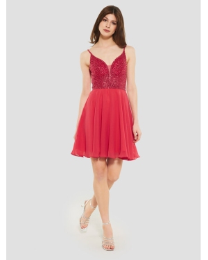 Swing Sukienka koktajlowa 5AE19300 Czerwony Slim Fit